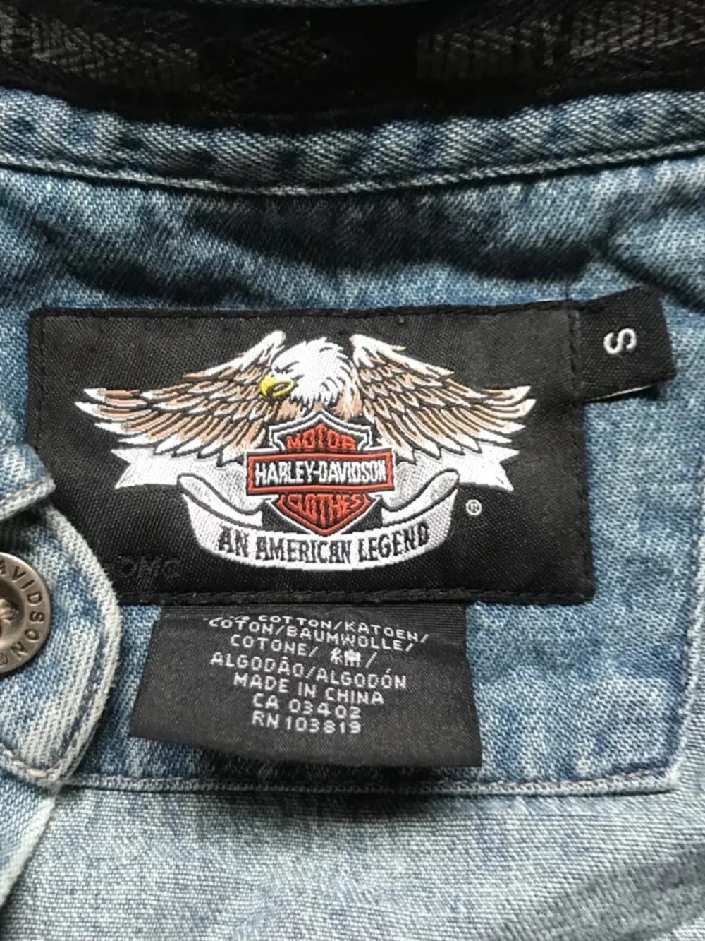 Harley Davidson Mens small 105 Anniversary Blue Sleeveless Denim vintage  - like